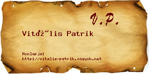 Vitális Patrik névjegykártya